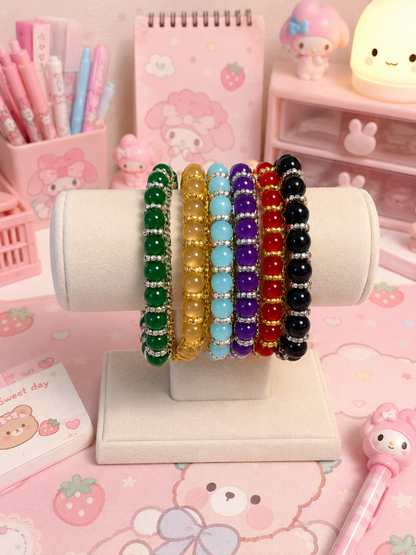 Bracelet Perles de Verre & Chaîne