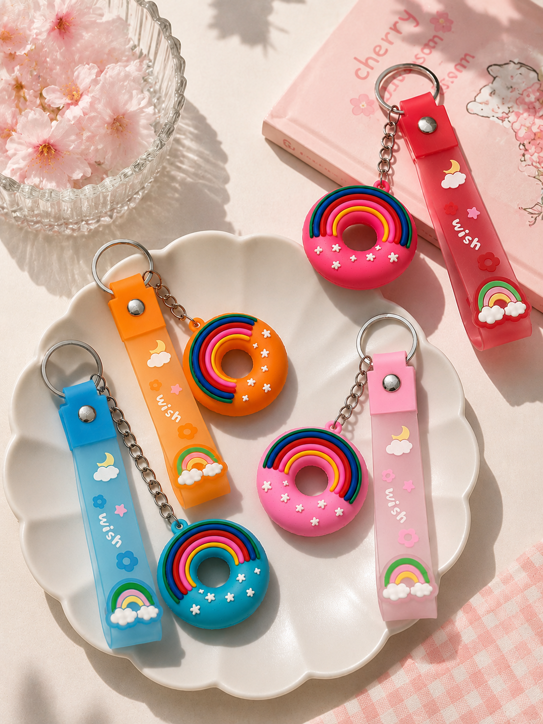 Porte-clés Kawaii Donut Arc-en-ciel 🍩🌈