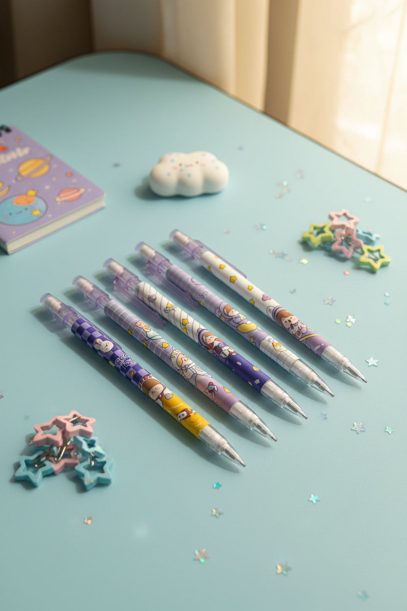 porte-mines kawaii thème spatial en pastel