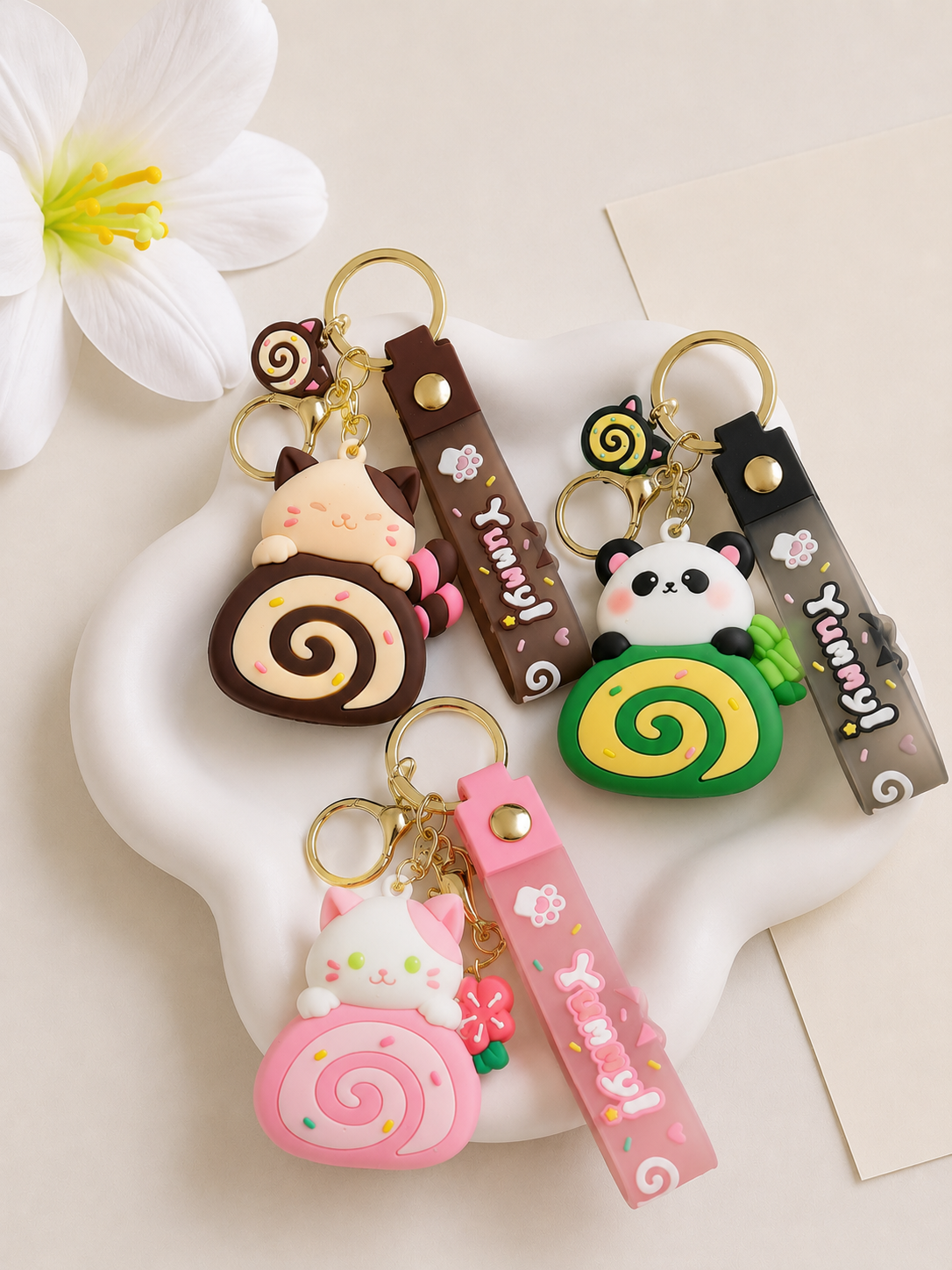 Porte-clé Kawaii Panda Gâteau Roulé 🐼🍰