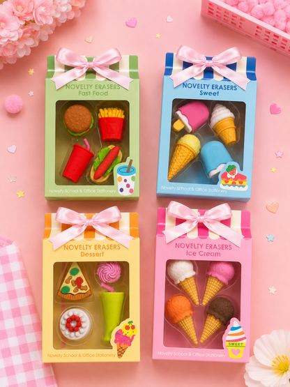 Boîte de 4 Gommes Kawaii 🍦🍔