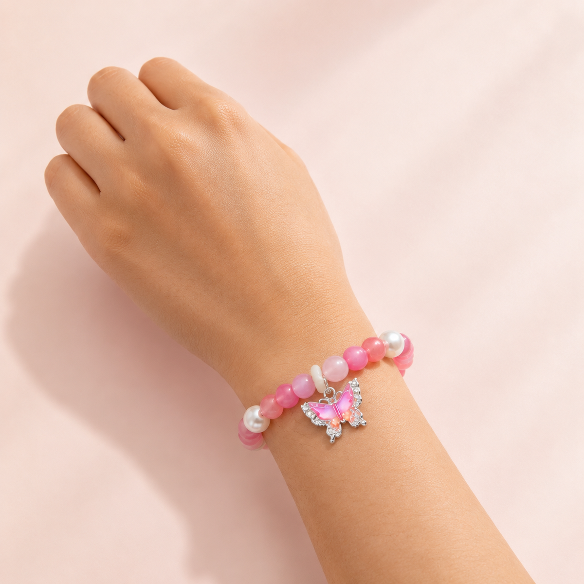 Bracelet Breloque Papillon & Coquillages