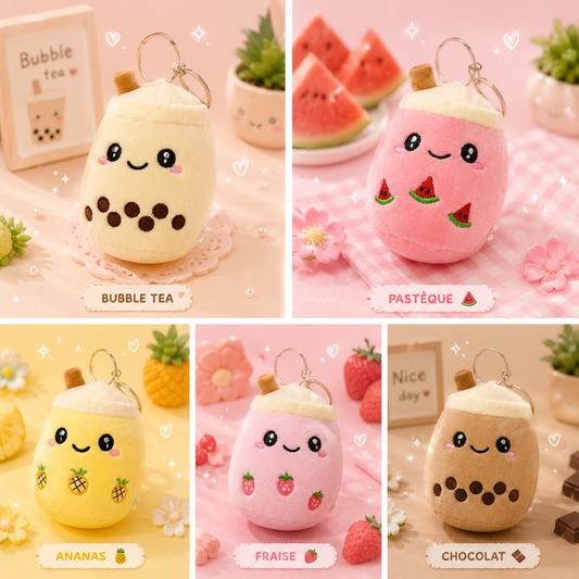 Porte-clé Peluche Boba Tea