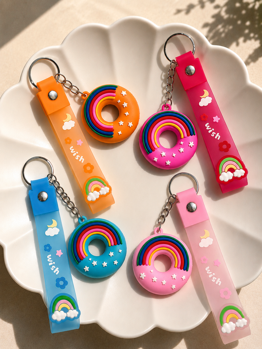 Porte-clés Kawaii Donut Arc-en-ciel 🍩🌈